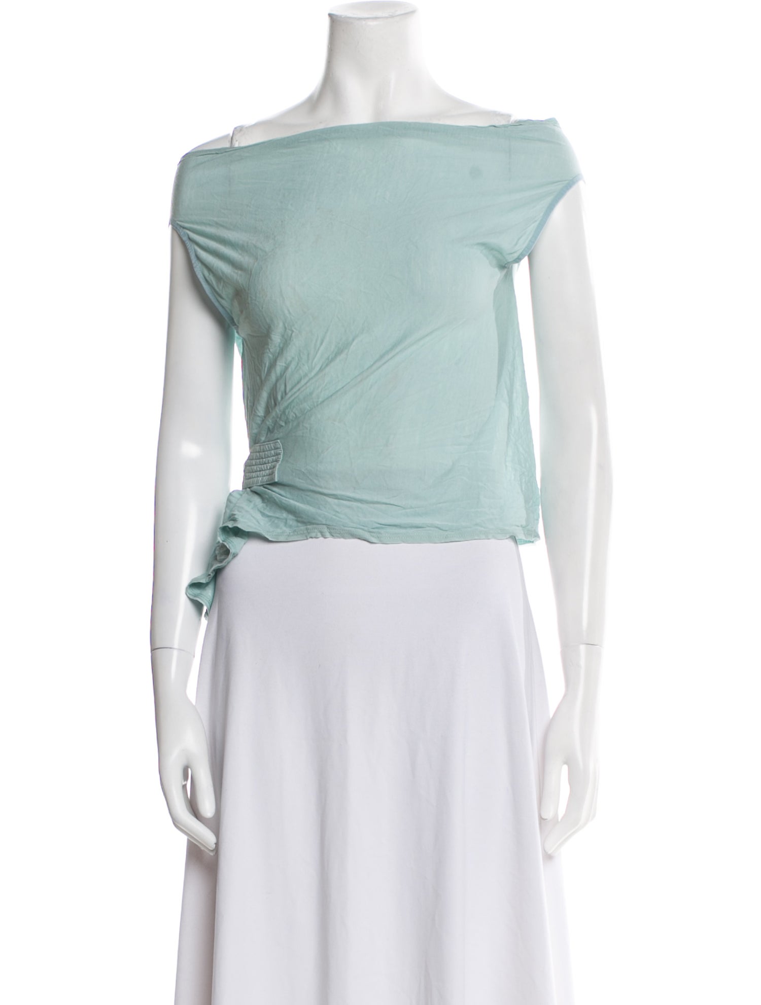 Issey Miyake One-Shoulder Short Sleeve Crop Top