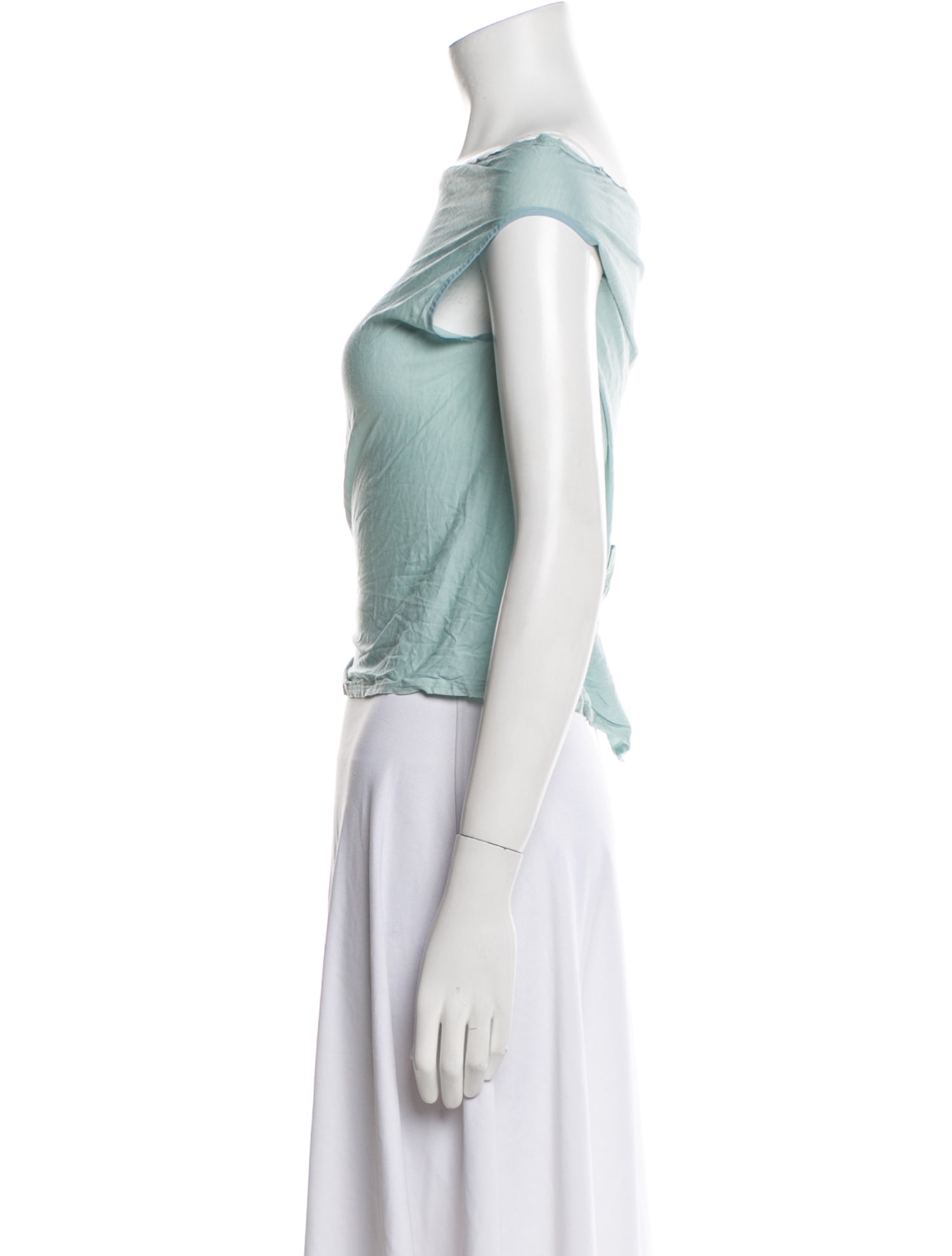 Issey Miyake One-Shoulder Short Sleeve Crop Top