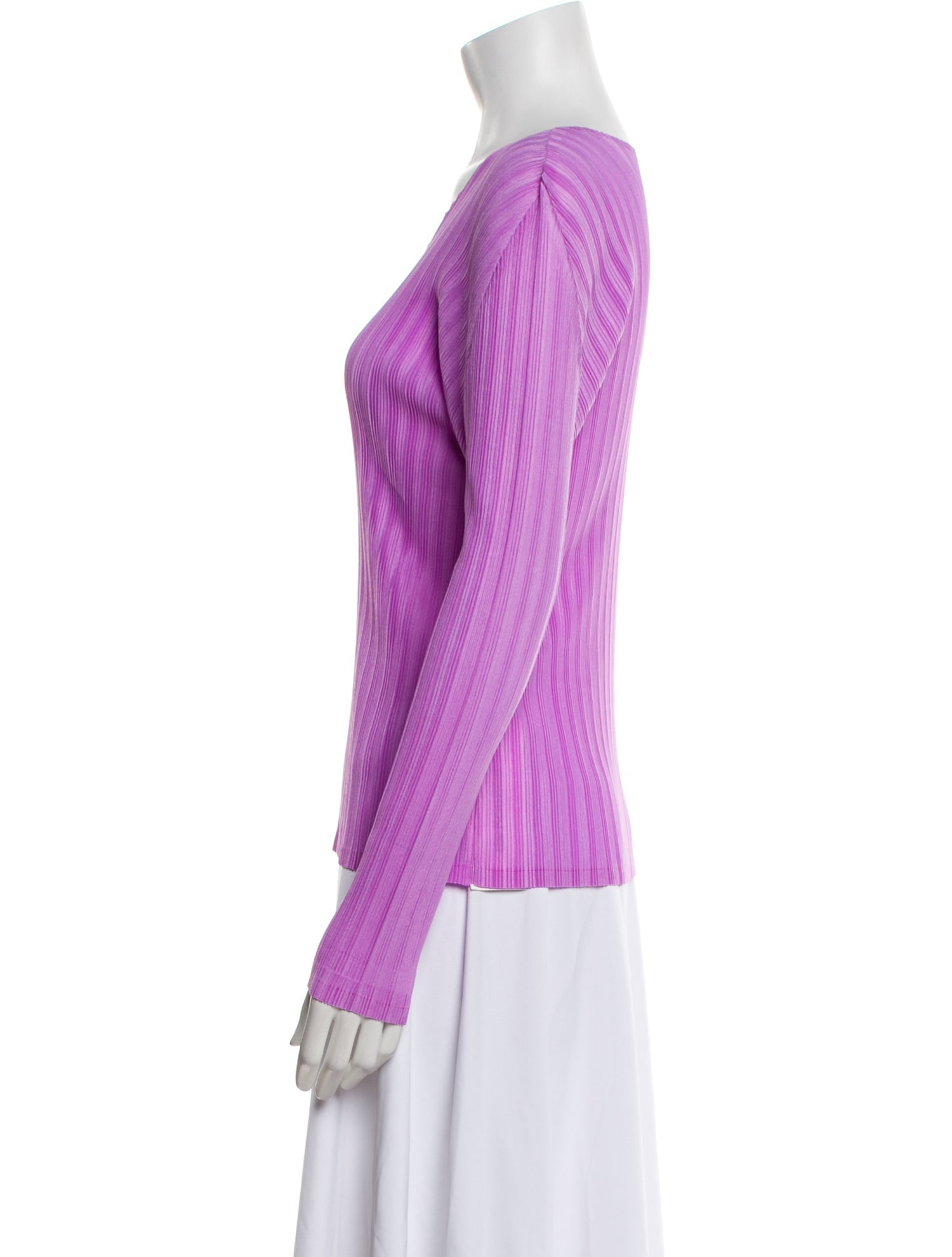 Issey Miyake Striped V-Neck Top