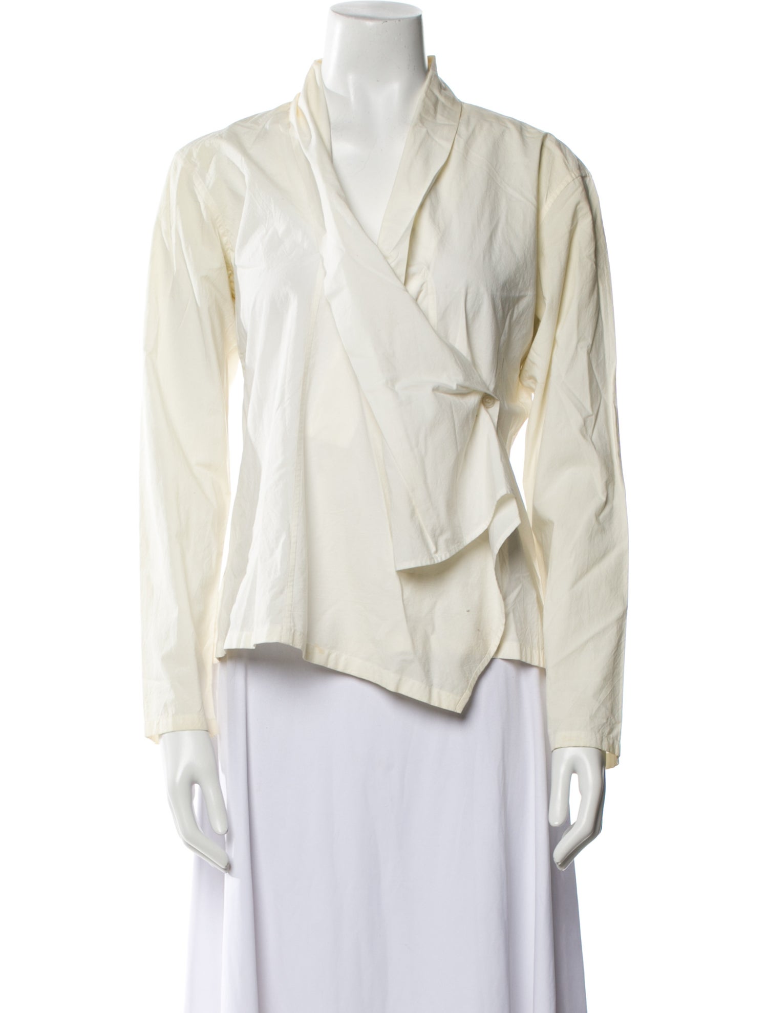 Issey Miyake V-Neck Long Sleeve Blouse