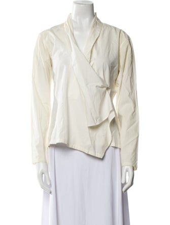 Issey Miyake V-Neck Long Sleeve Blouse