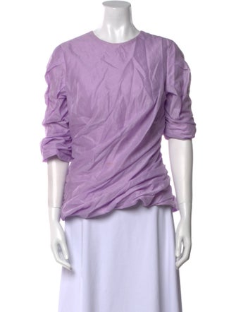 Issey Miyake Crew Neck Three-Quarter Sleeve Blouse