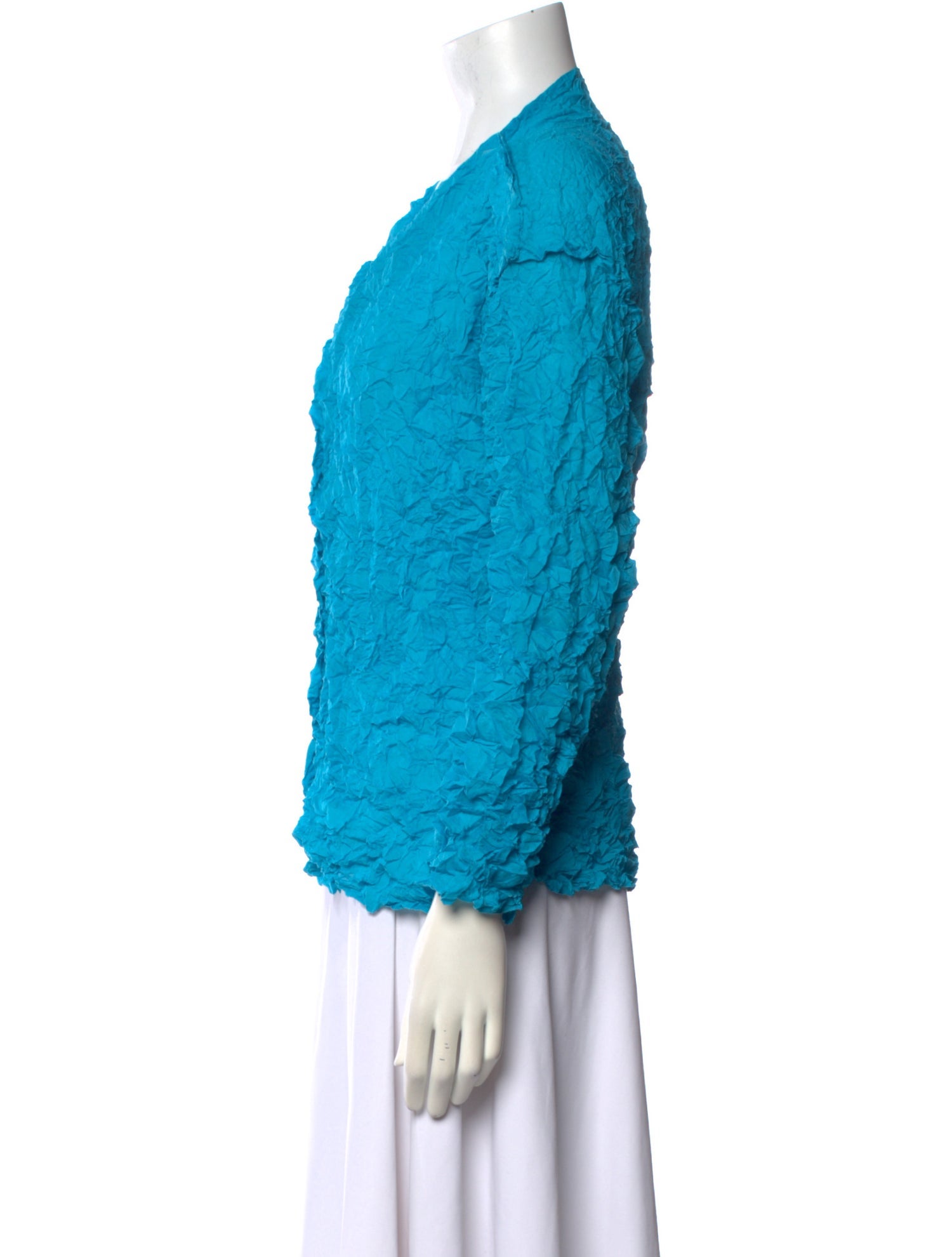 Issey Miyake Lace Pattern V-Neck Blouse