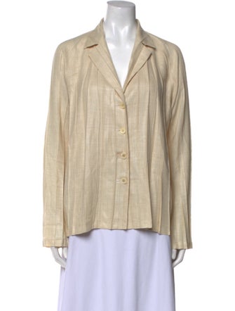 Issey Miyake White Label V-Neck Long Sleeve Button-Up Top