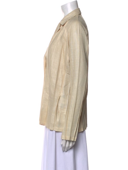 Issey Miyake White Label V-Neck Long Sleeve Button-Up Top