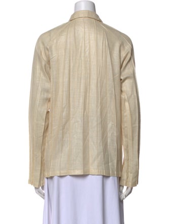 Issey Miyake White Label V-Neck Long Sleeve Button-Up Top