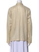 Issey Miyake White Label V-Neck Long Sleeve Button-Up Top