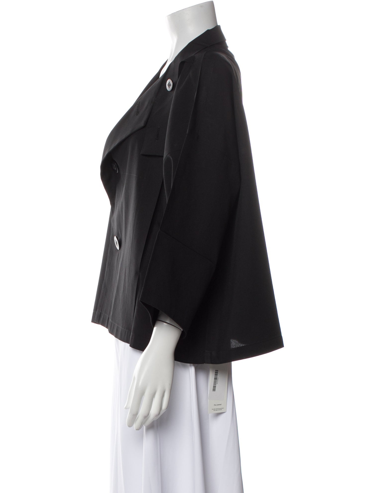 Issey Miyake V-Neck Three-Quarter Sleeve Blouse