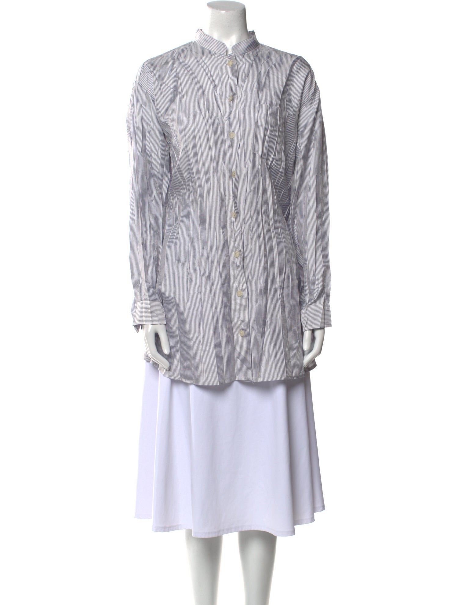 Issey Miyake Striped Mock Neck Tunic