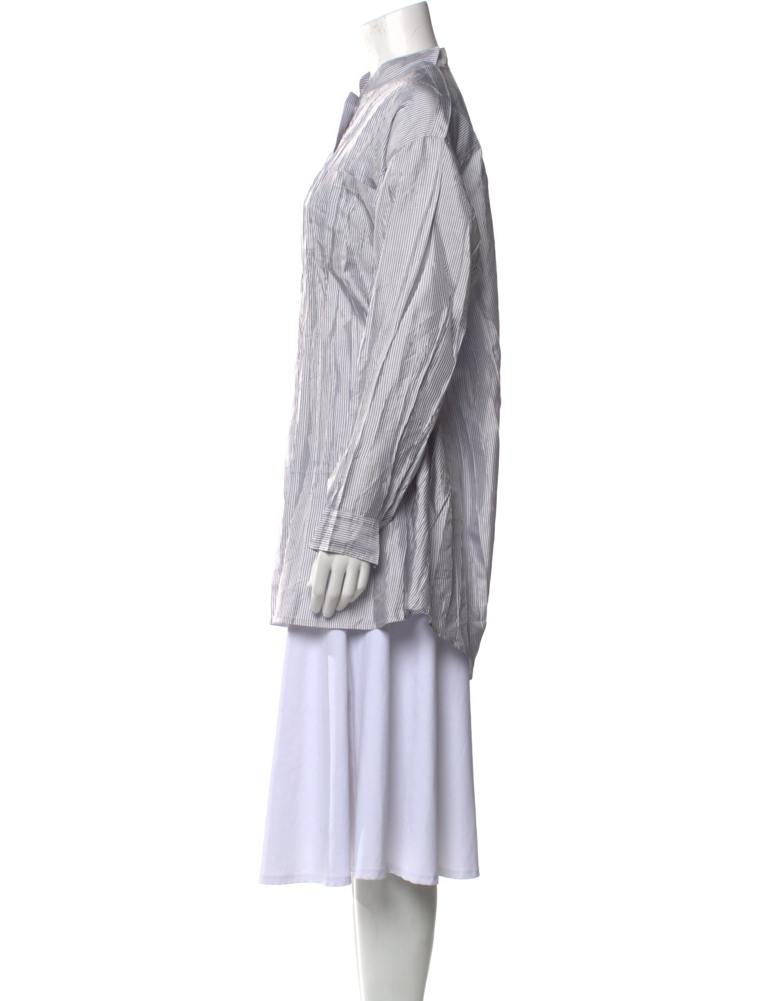 Issey Miyake Striped Mock Neck Tunic