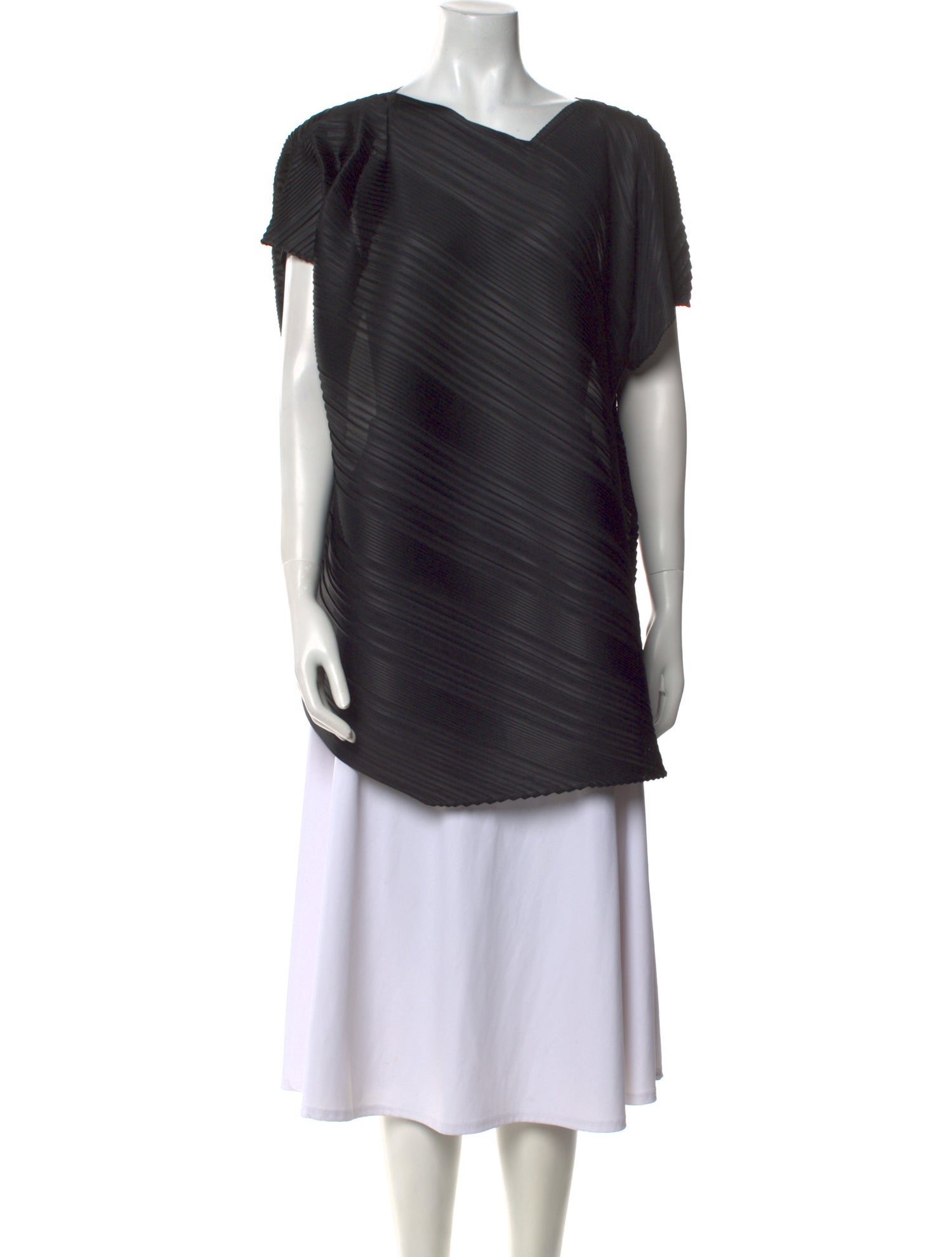 Pleats Please Issey Miyake Cowl Neck Short Sleeve Tunic