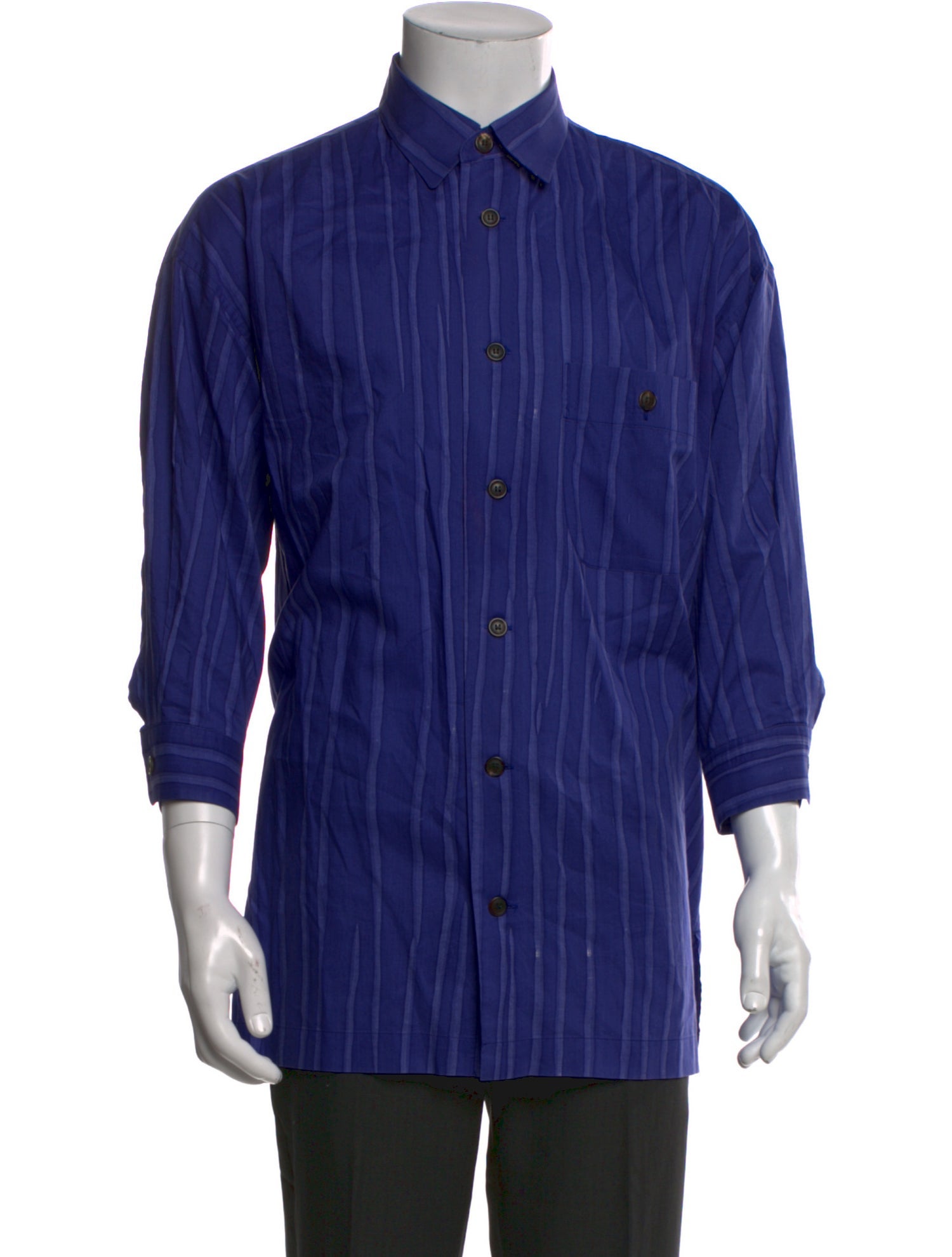 Issey Miyake Striped Long Sleeve Dress Shirt
