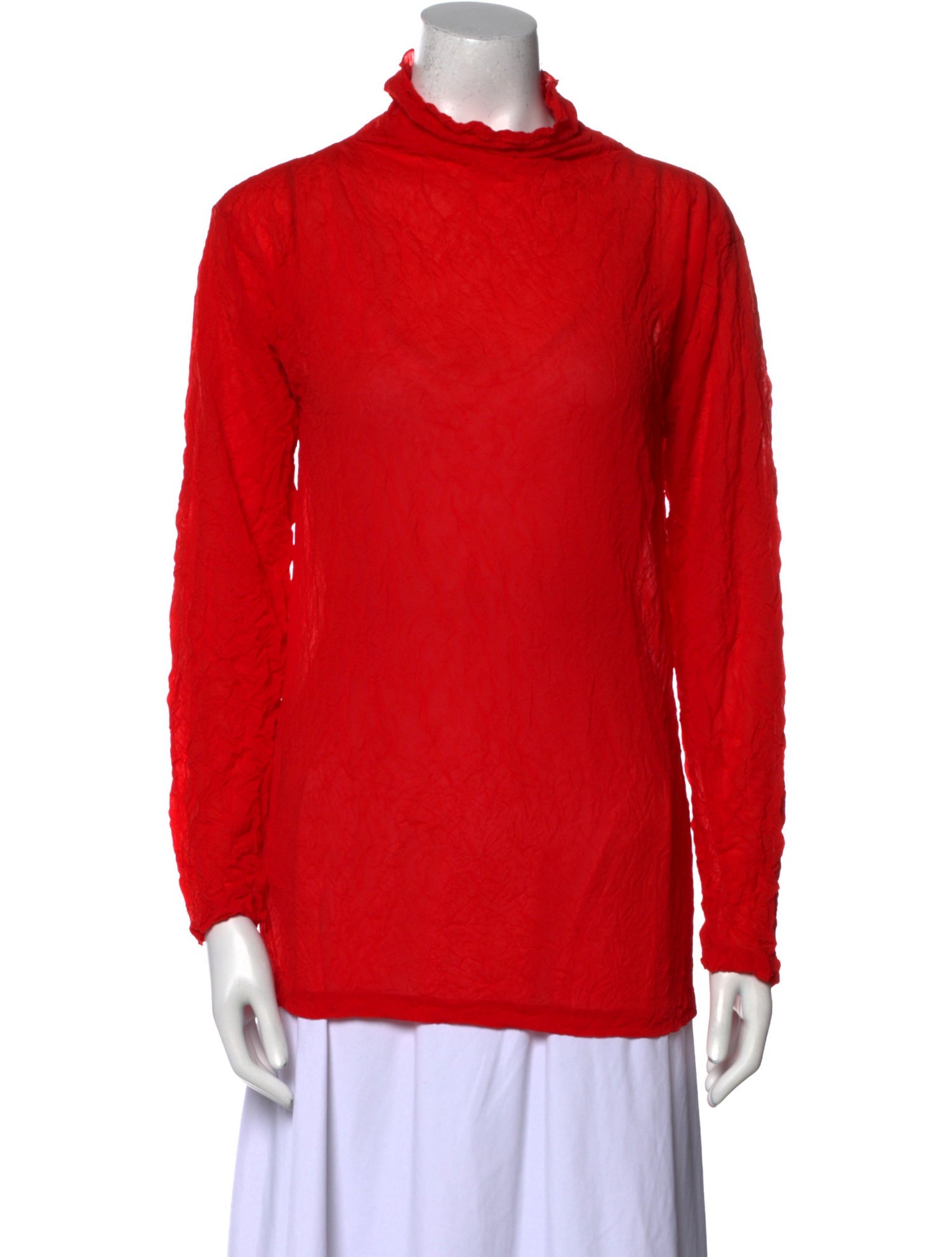 Issey Miyake Mock Neck Long Sleeve Blouse