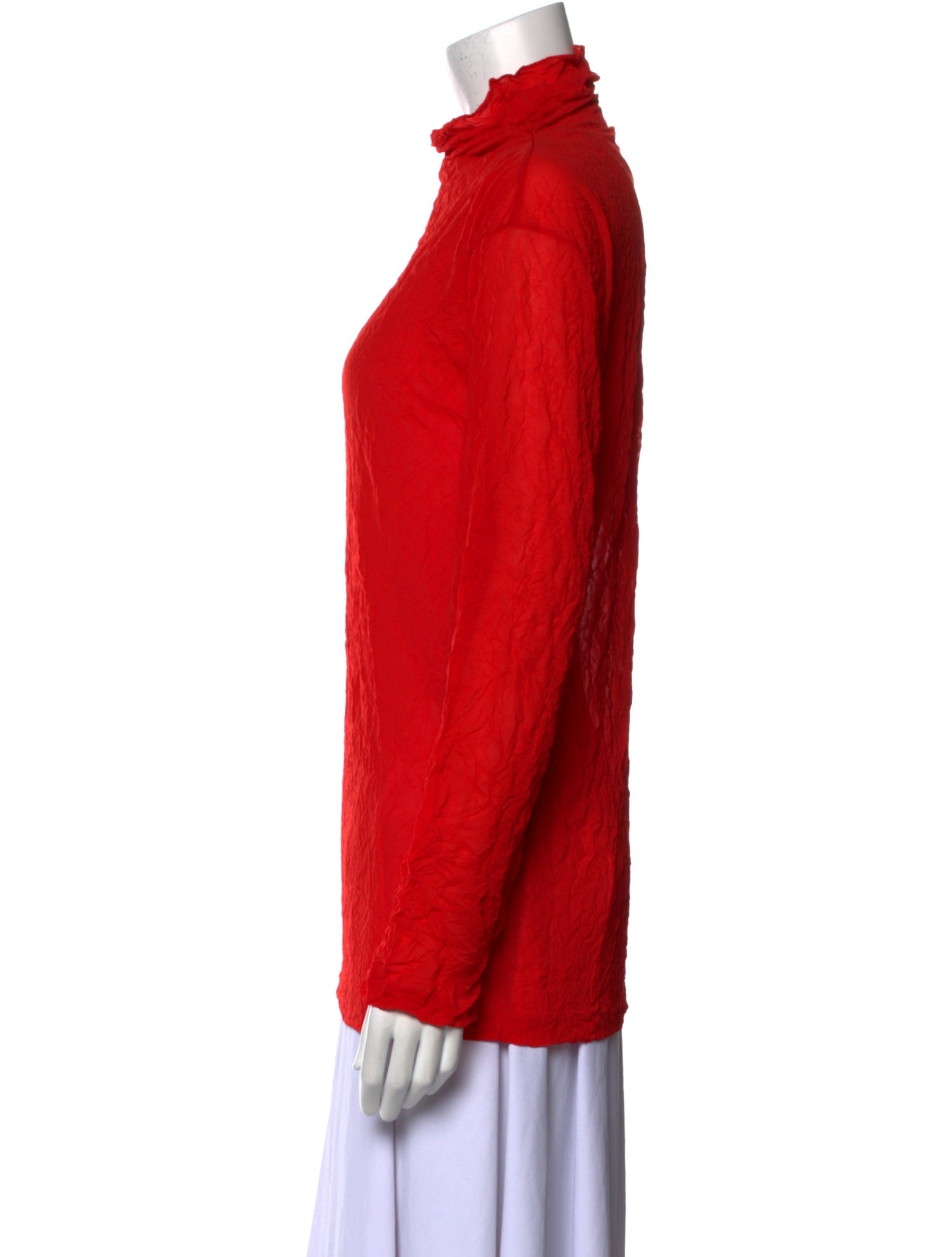 Issey Miyake Mock Neck Long Sleeve Blouse