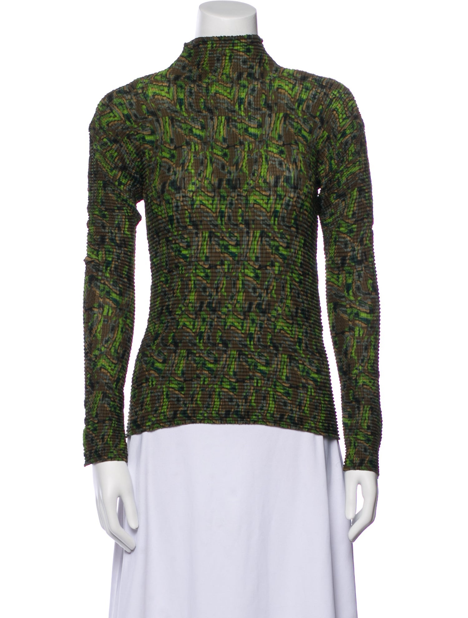 Issey Miyake Printed Turtleneck Top