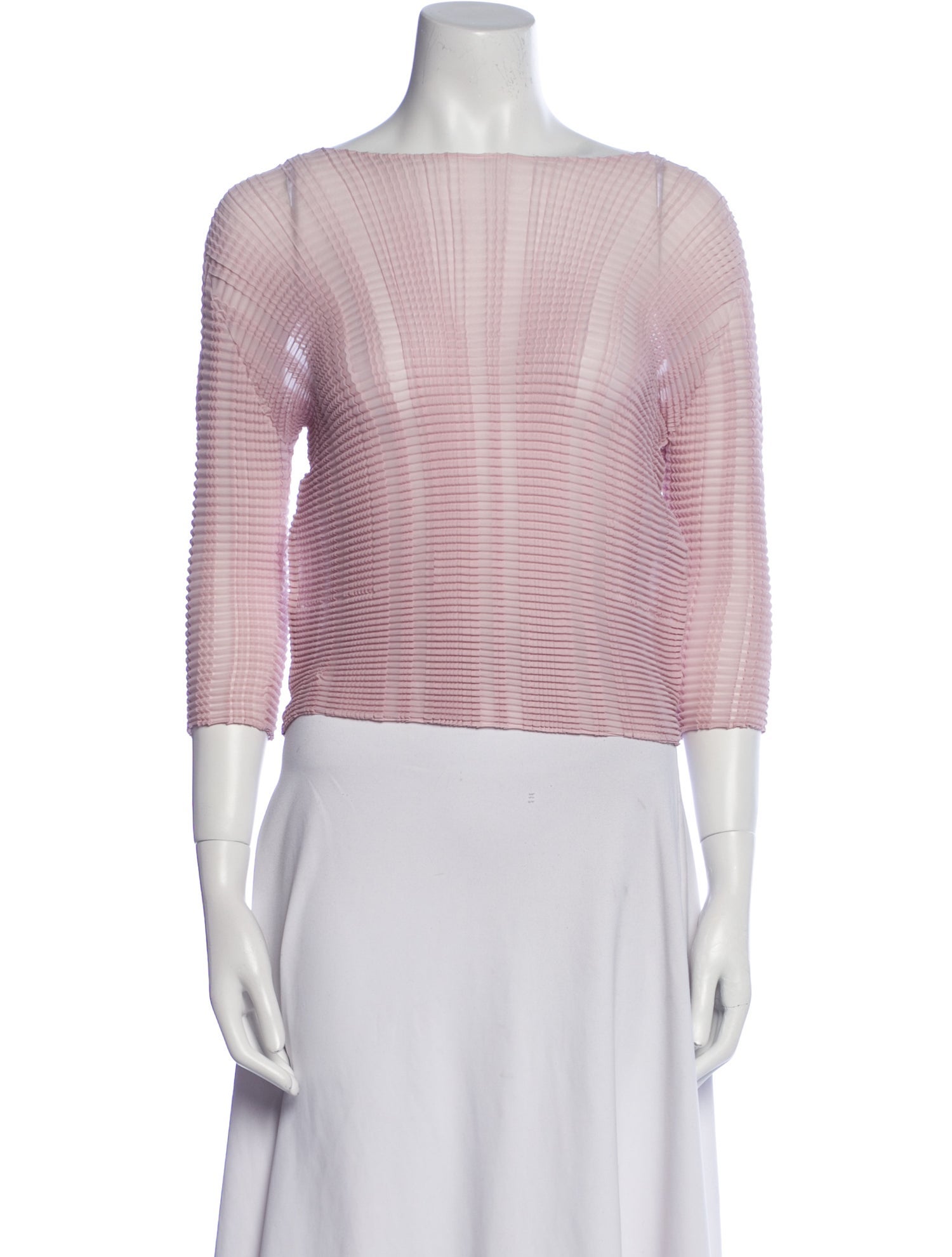 Issey Miyake Striped Bateau Neckline Crop Top