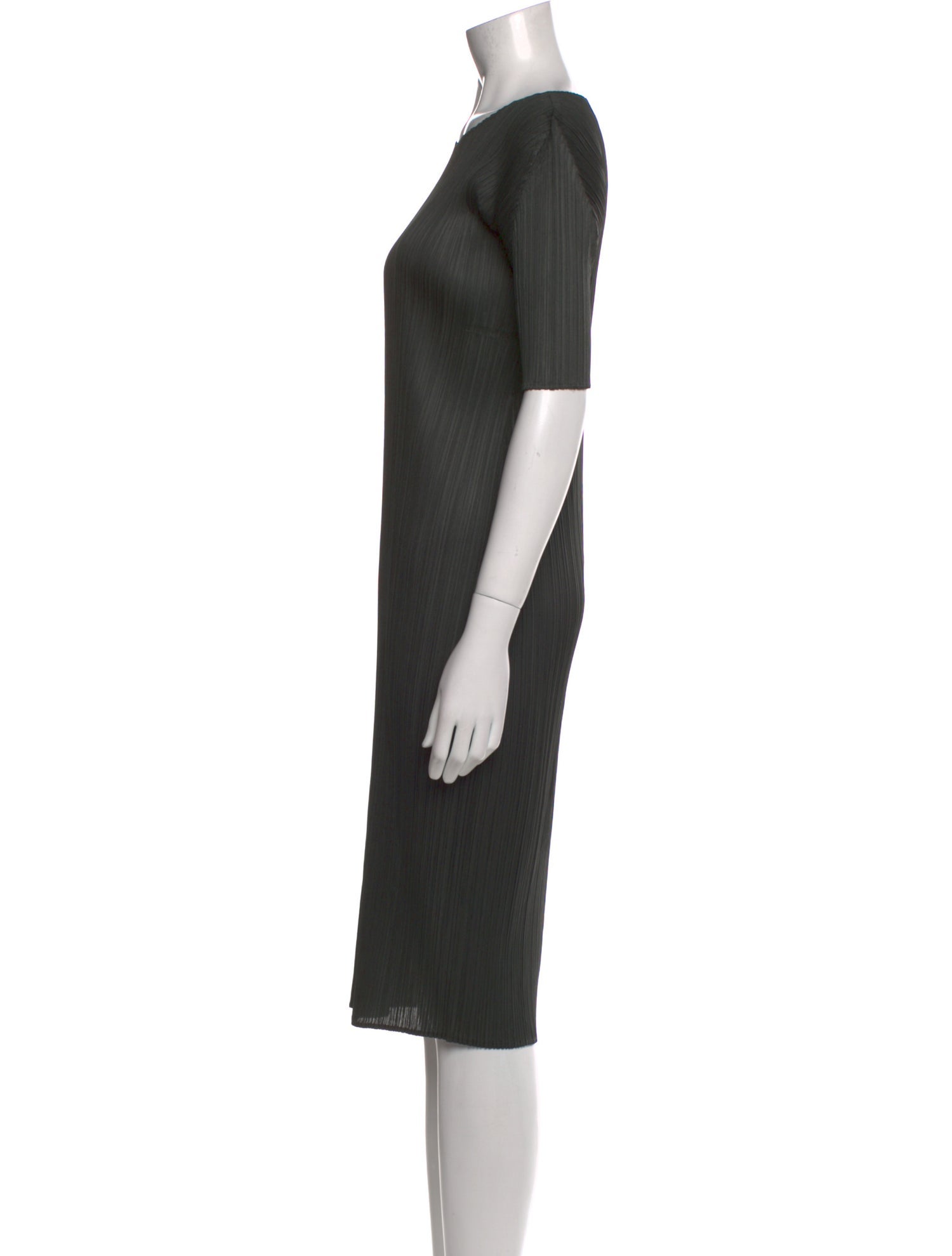 Pleats Please Issey Miyake Bateau Neckline Midi Length Dress