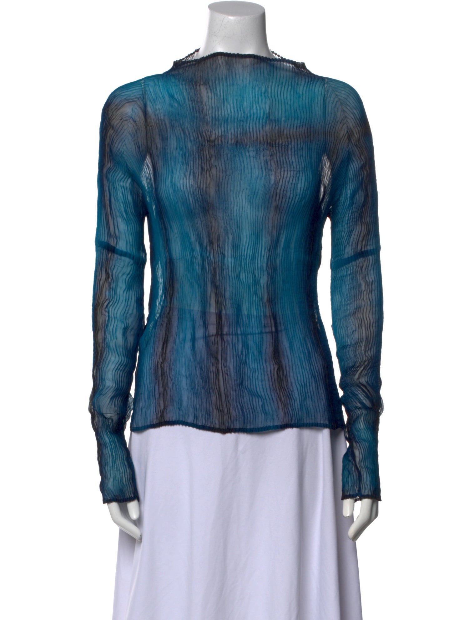 Issey Miyake Animal Print Mock Neck Blouse