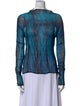 Issey Miyake Animal Print Mock Neck Blouse
