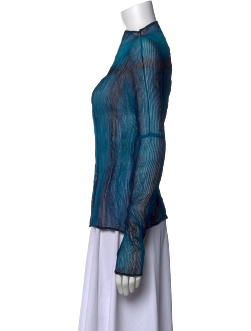 Issey Miyake Animal Print Mock Neck Blouse