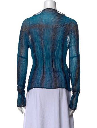 Issey Miyake Animal Print Mock Neck Blouse