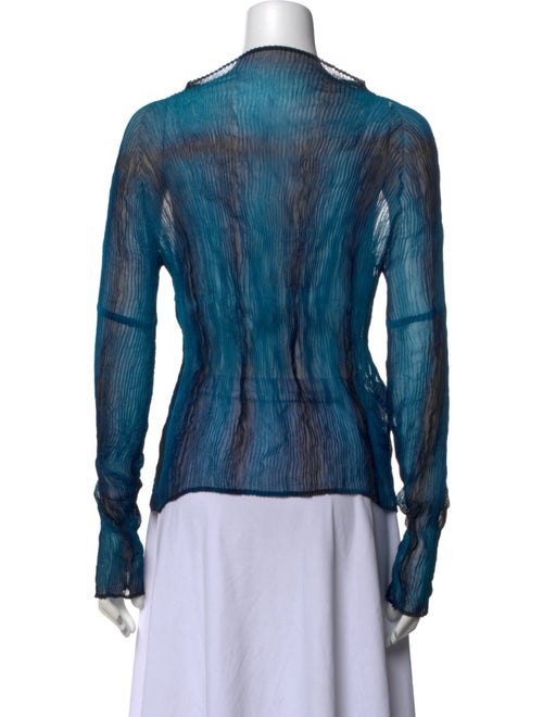Issey Miyake Animal Print Mock Neck Blouse