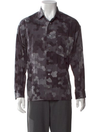 Issey Miyake Camouflage Print Long Sleeve Dress Shirt