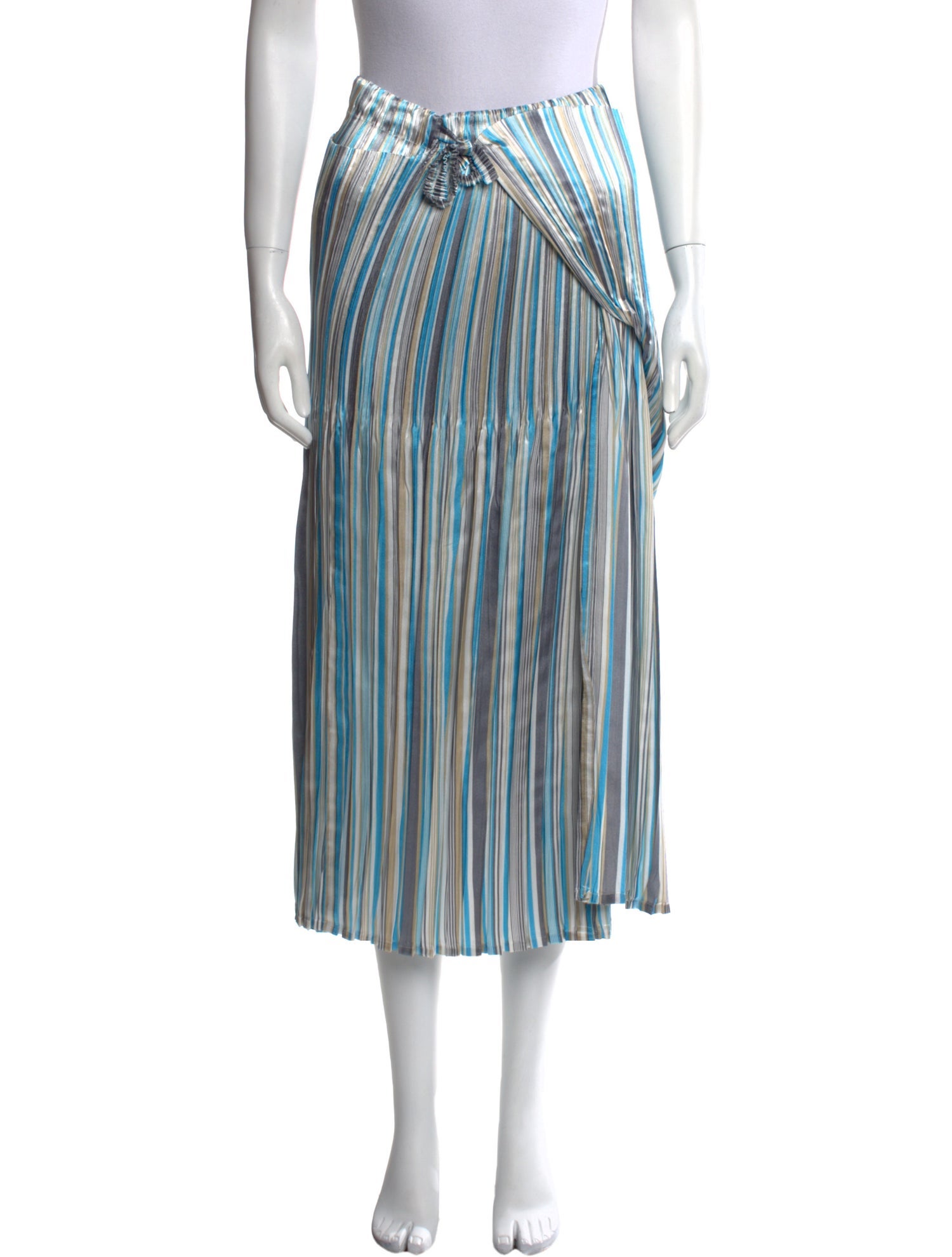 Issey Miyake Striped Midi Length Skirt