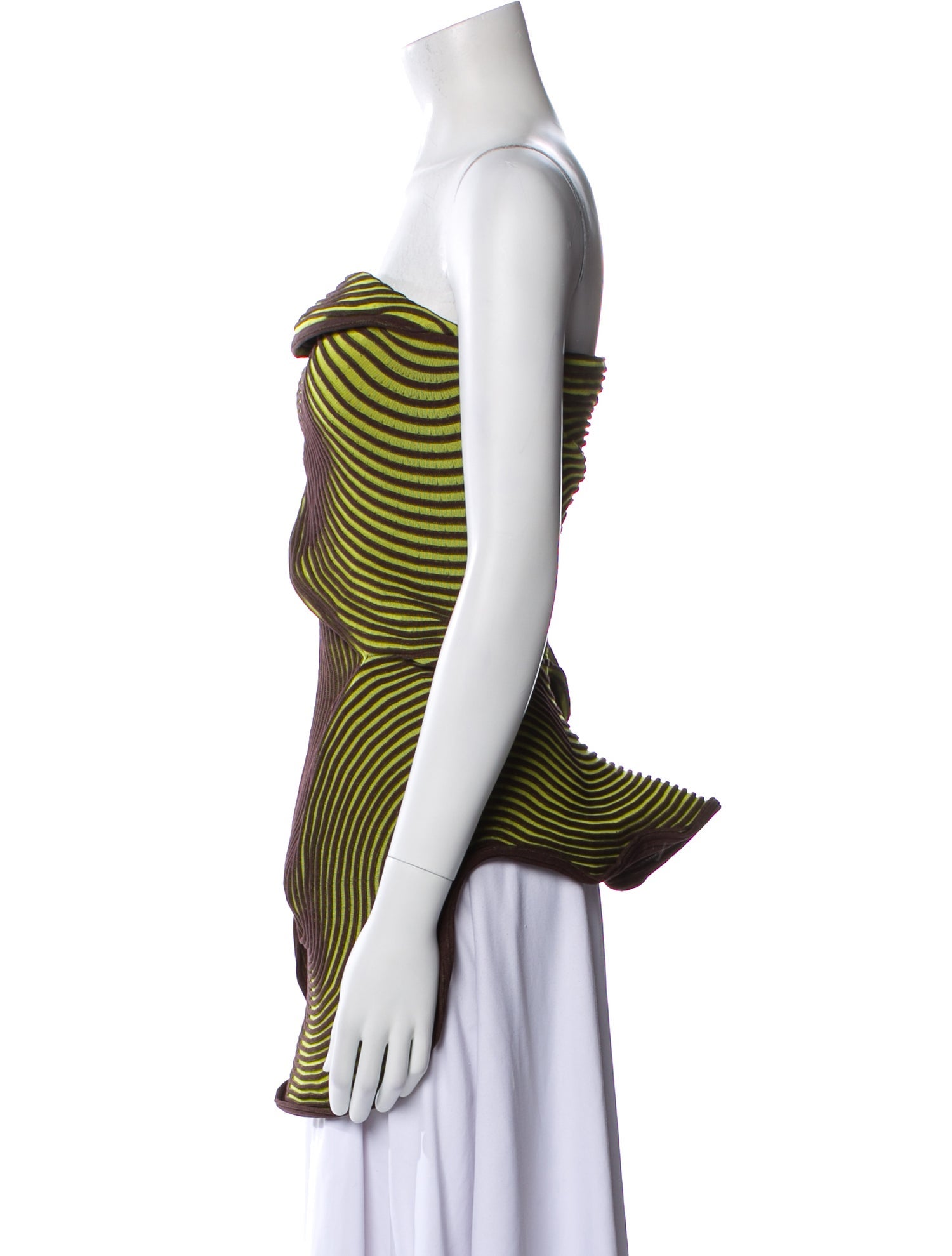 Issey Miyake Striped Strapless Tunic