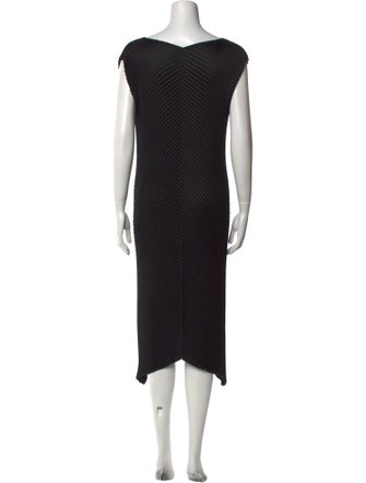 Issey Miyake Striped Midi Length Dress