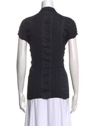 Issey Miyake Mock Neck Short Sleeve Top