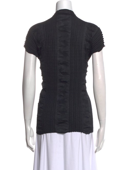Issey Miyake Mock Neck Short Sleeve Top