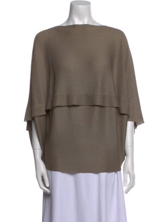 Issey Miyake Me Bateau Neckline Three-Quarter Sleeve Blouse