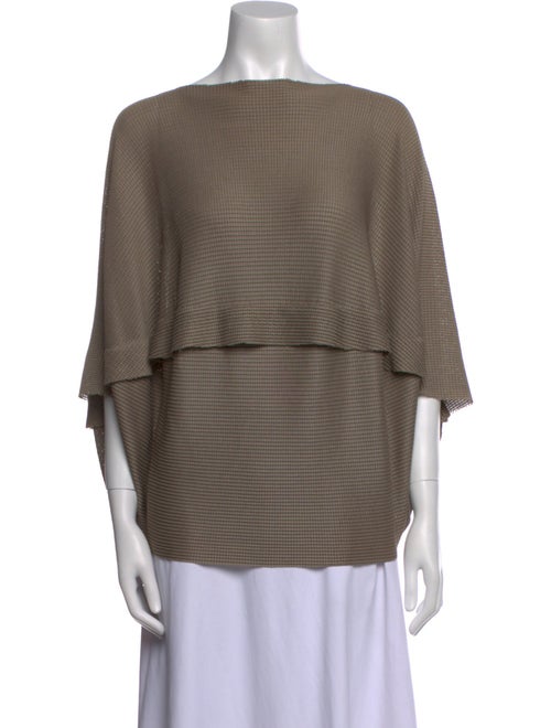 Issey Miyake Me Bateau Neckline Three-Quarter Sleeve Blouse