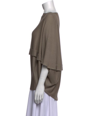 Issey Miyake Me Bateau Neckline Three-Quarter Sleeve Blouse