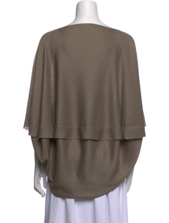 Issey Miyake Me Bateau Neckline Three-Quarter Sleeve Blouse