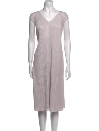 Pleats Please Issey Miyake Striped Midi Length Dress
