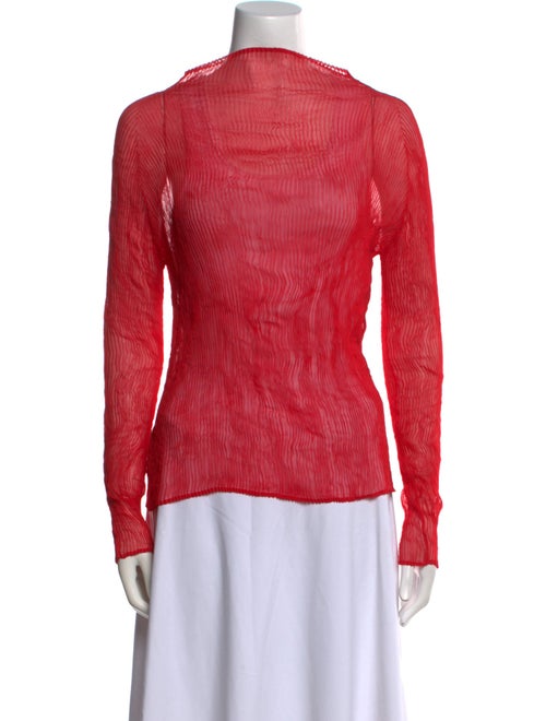 Issey Miyake Mock Neck Long Sleeve Blouse