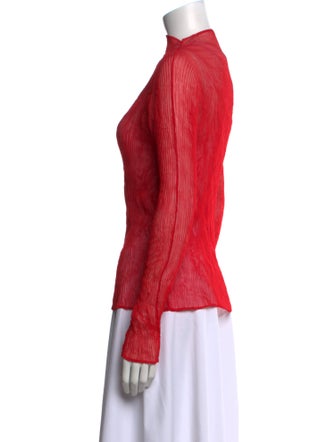 Issey Miyake Mock Neck Long Sleeve Blouse