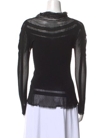 Issey Miyake Cowl Neck Long Sleeve Top