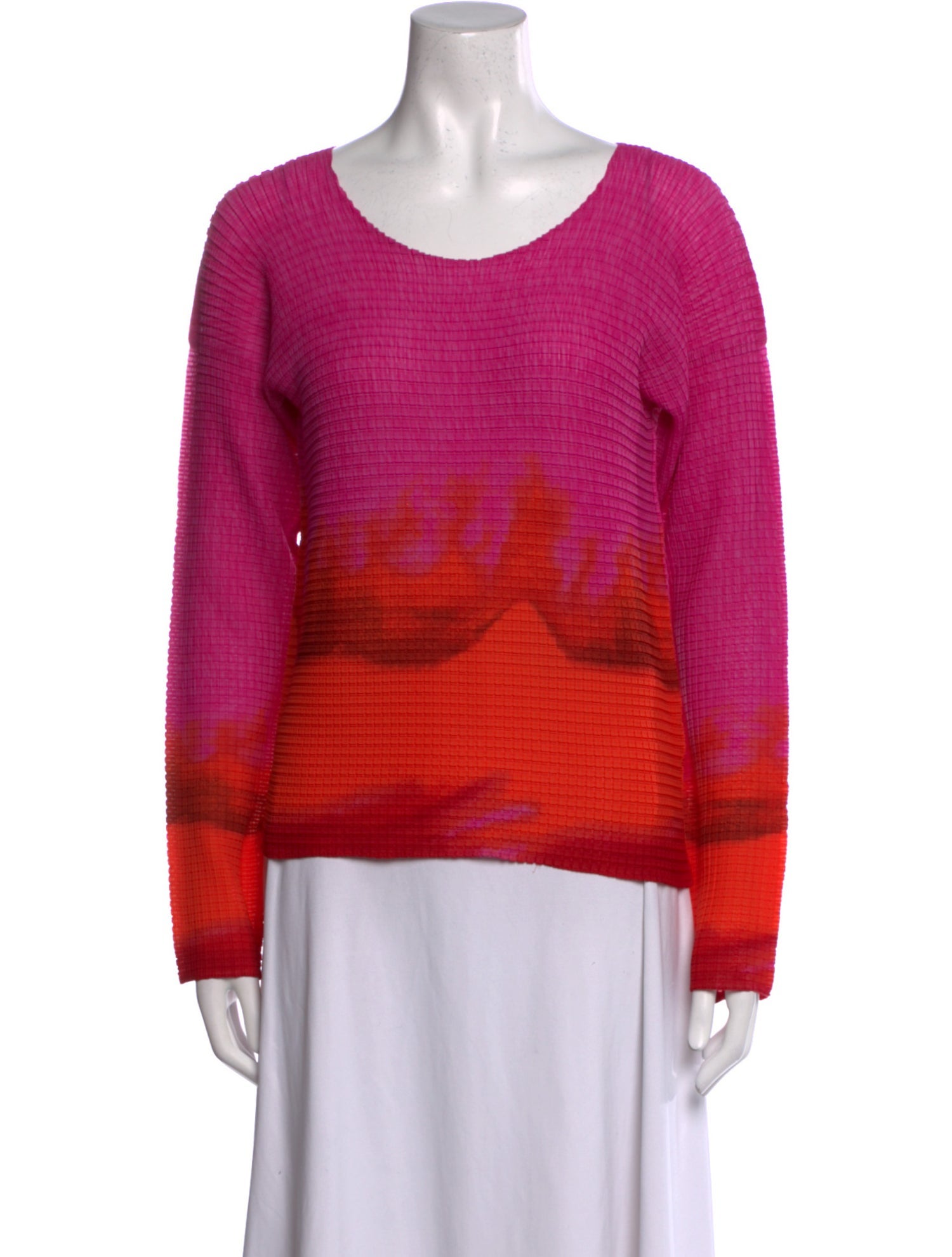 Issey Miyake Striped Scoop Neck Sweatshirt