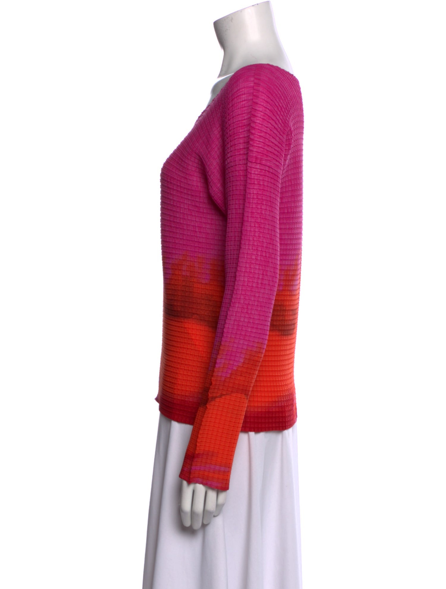 Issey Miyake Striped Scoop Neck Sweatshirt