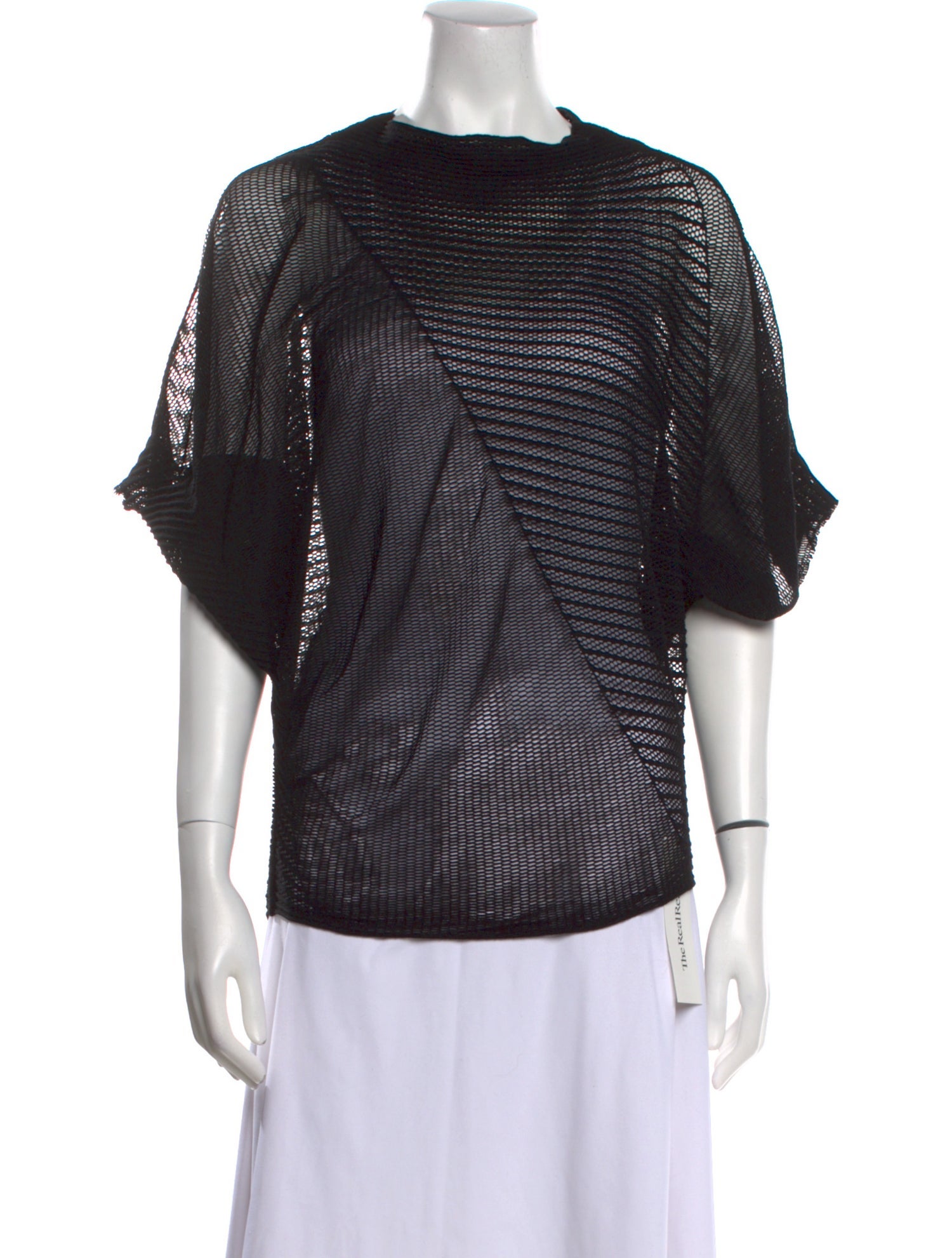 Issey Miyake Lace Pattern Bateau Neckline Blouse