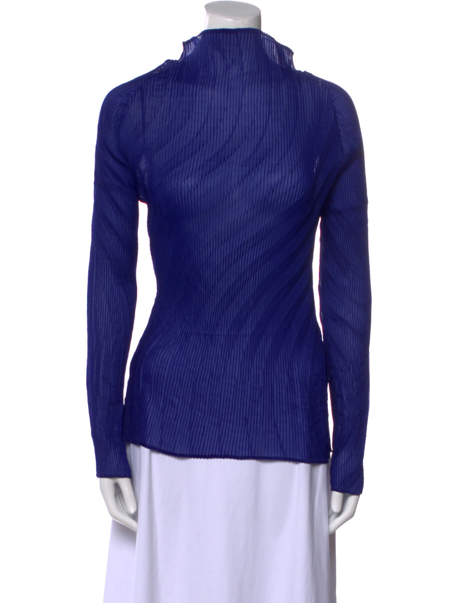Issey Miyake Mock Neck Long Sleeve Top