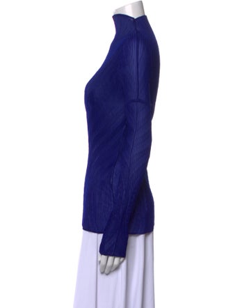 Issey Miyake Mock Neck Long Sleeve Top