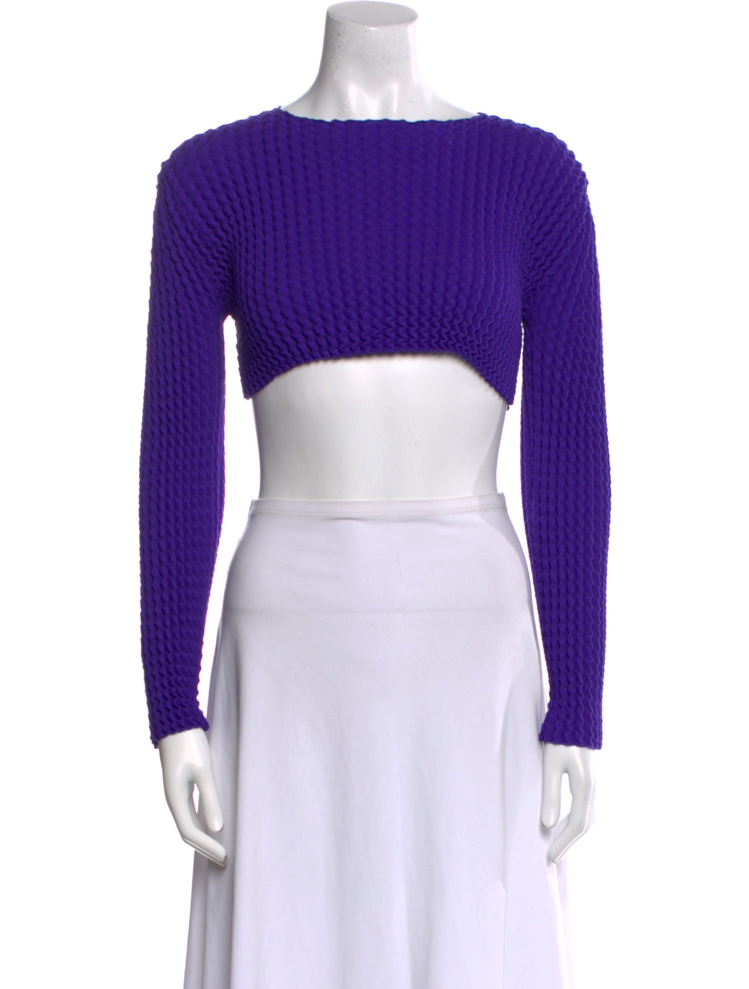 Issey Miyake Bateau Neckline Long Sleeve Crop Top