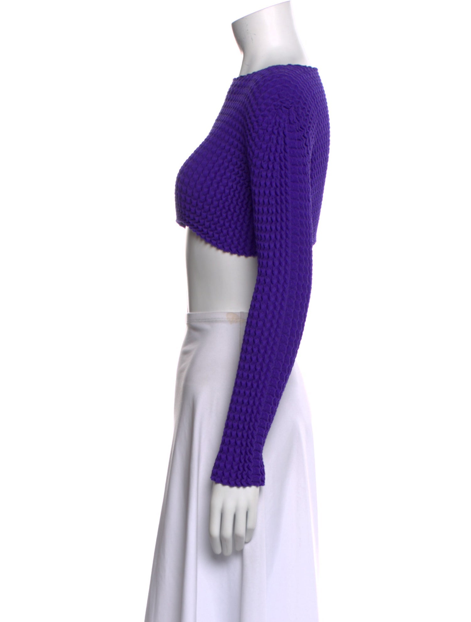 Issey Miyake Bateau Neckline Long Sleeve Crop Top