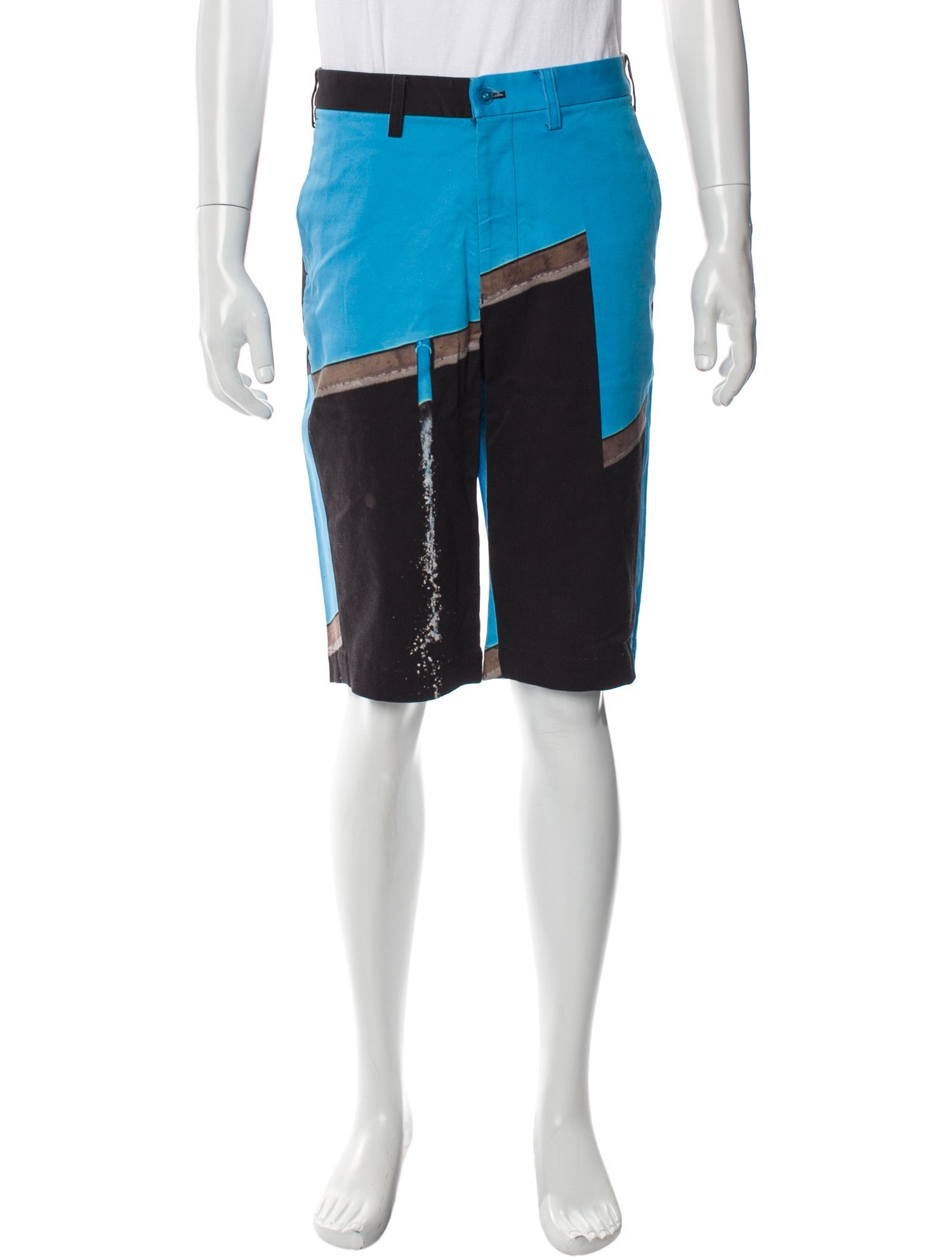Issey Miyake Colorblock Pattern Flat Front Shorts