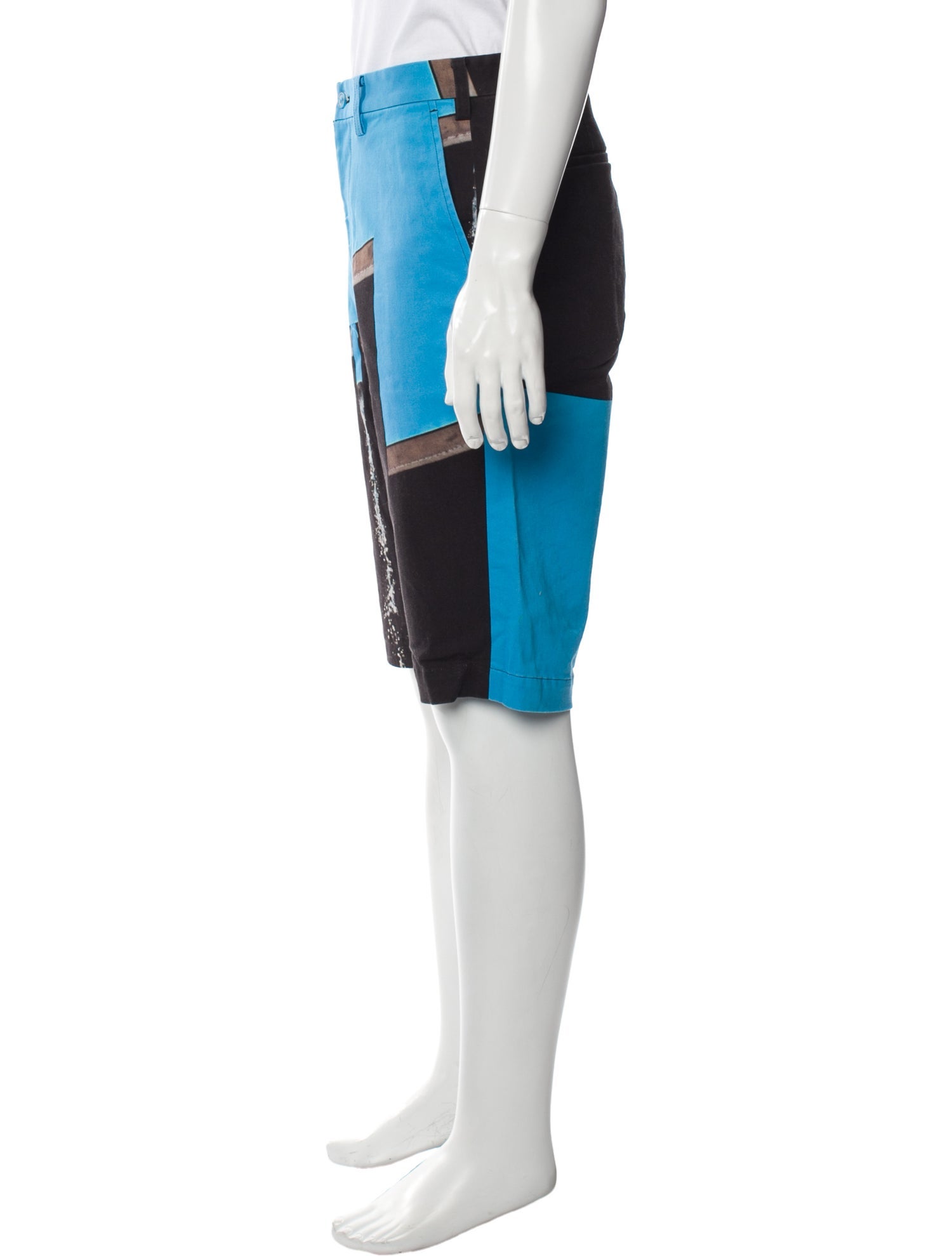 Issey Miyake Colorblock Pattern Flat Front Shorts