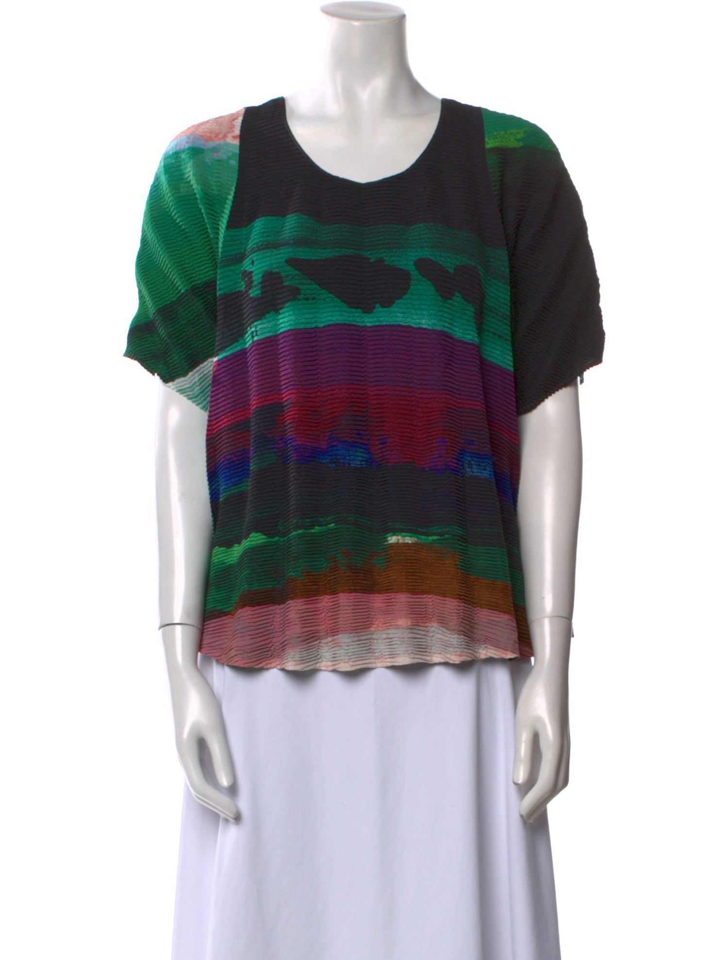 Issey Miyake Printed Scoop Neck T-Shirt